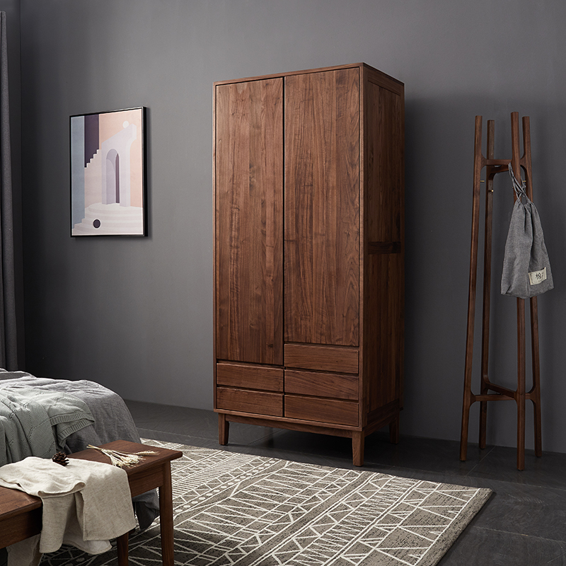 北欧全实木储物二门fas家用衣柜