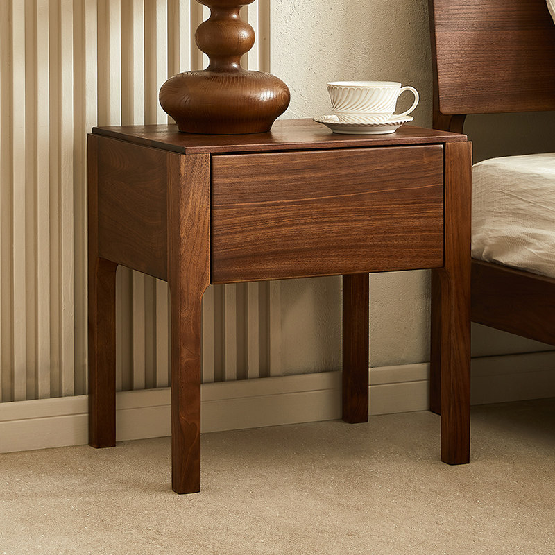 北欧风格北美黑胡桃木收纳床头柜