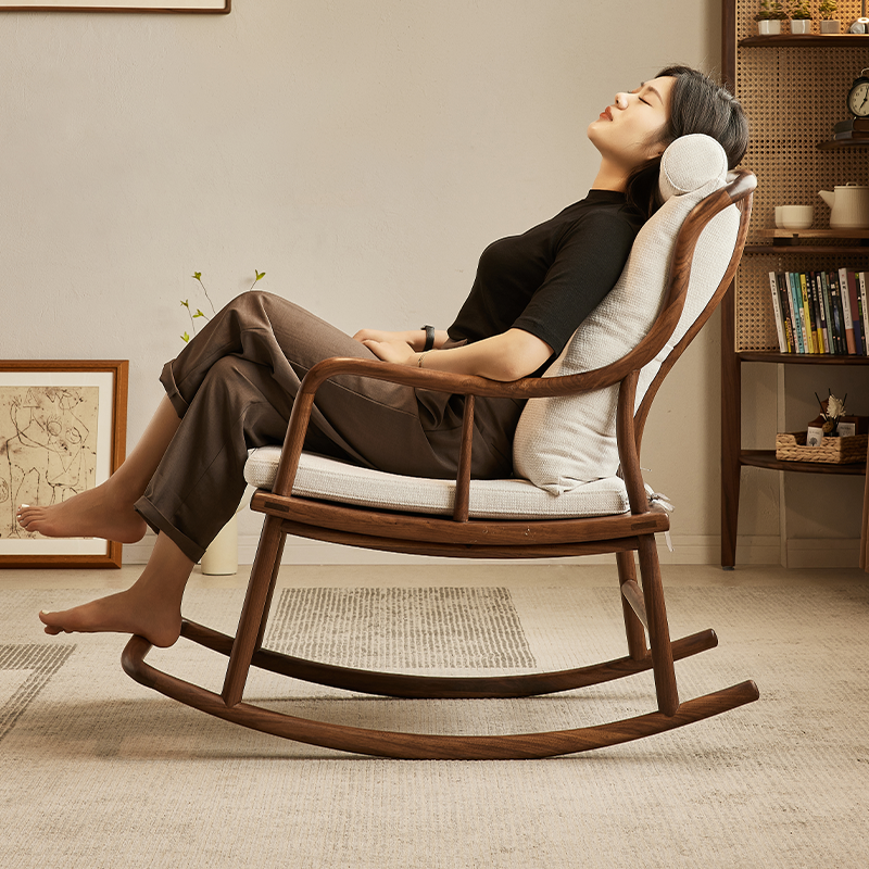 黑胡桃木摇椅新中式整装