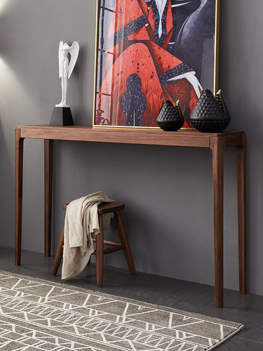 黑胡桃边桌条案精品玄关桌实木案桌北欧长条靠墙现代简约玄关条几