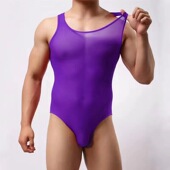 网纱性感连体衣紧身薄透高弹油亮丝滑轻柔时尚 新款 男士 表演服