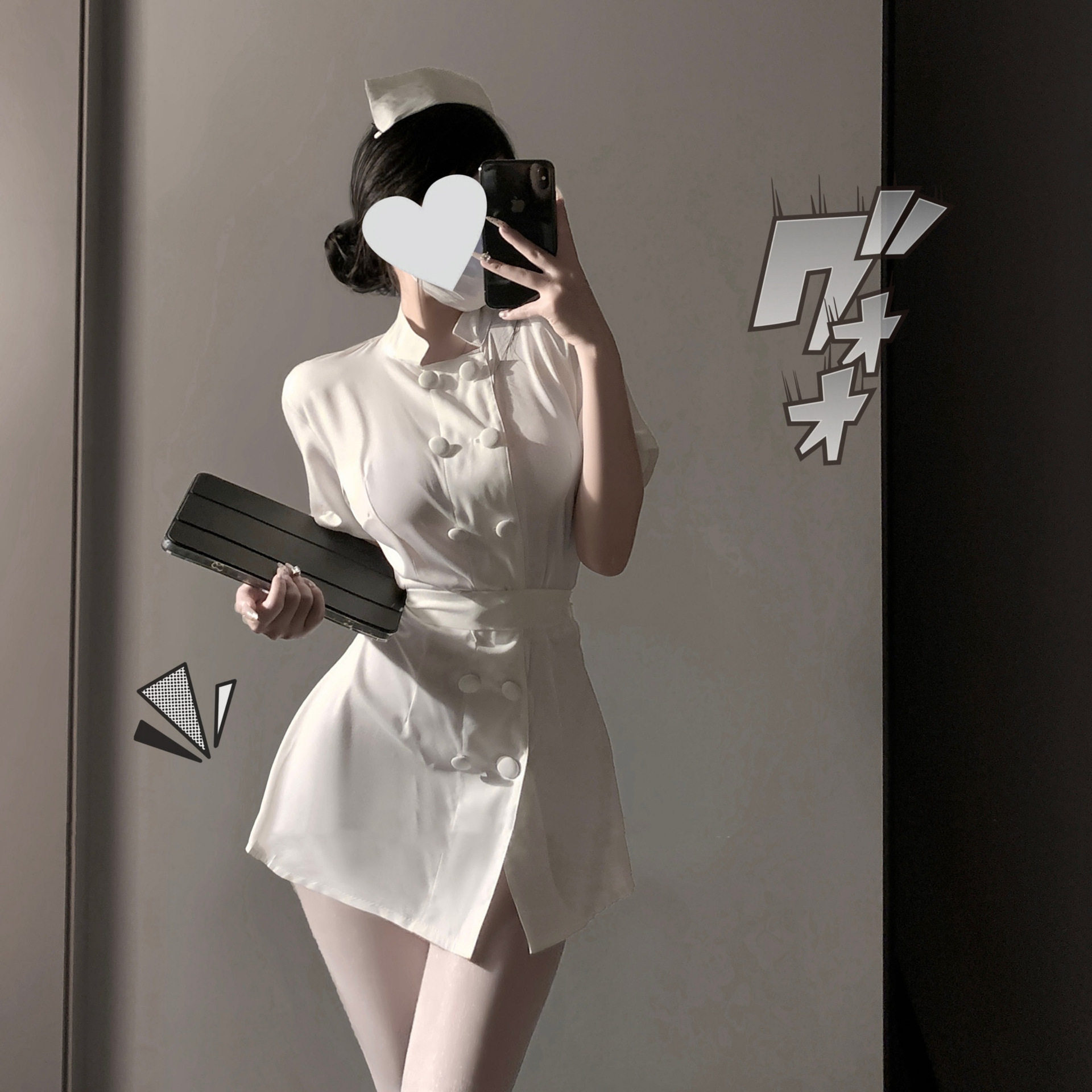 2026新款性感免脱护士制服短裙套装纯欲圆领睡衣内衣绑带