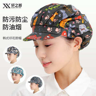 纯棉厨房帽子女防油烟做饭防掉发透气防尘松紧食品厨师帽工作帽