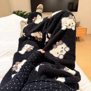 休闲裤加绒裤子冬睡裤遛弯裤加厚女加绒小个子超好看的裤珊瑚绒