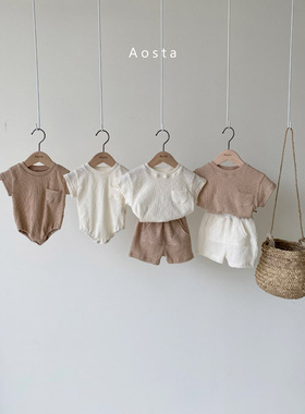 韩版ins婴儿简单清爽白色短袖T恤男宝宝螺纹弹力棉半袖打底衫夏