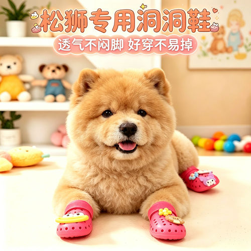松狮犬专用幼犬狗狗凉鞋小狗鞋子夏透气宠物狗鞋夏季洞洞鞋外出的