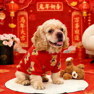 狗狗新年衣服大型犬过年喜庆棉衣春节加厚加绒保暖秋冬天金毛边牧