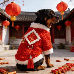 罗威纳专用狗狗新年衣服过年穿的四脚衣大狗冬天棉服冬款加绒加厚