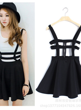 Women's Pleated Suspender Skirt Elastic dress