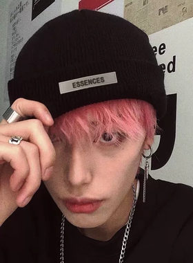 王嘉尔同款针织帽子男士冬季加绒黑色毛线帽女美式大头围堆堆冷帽