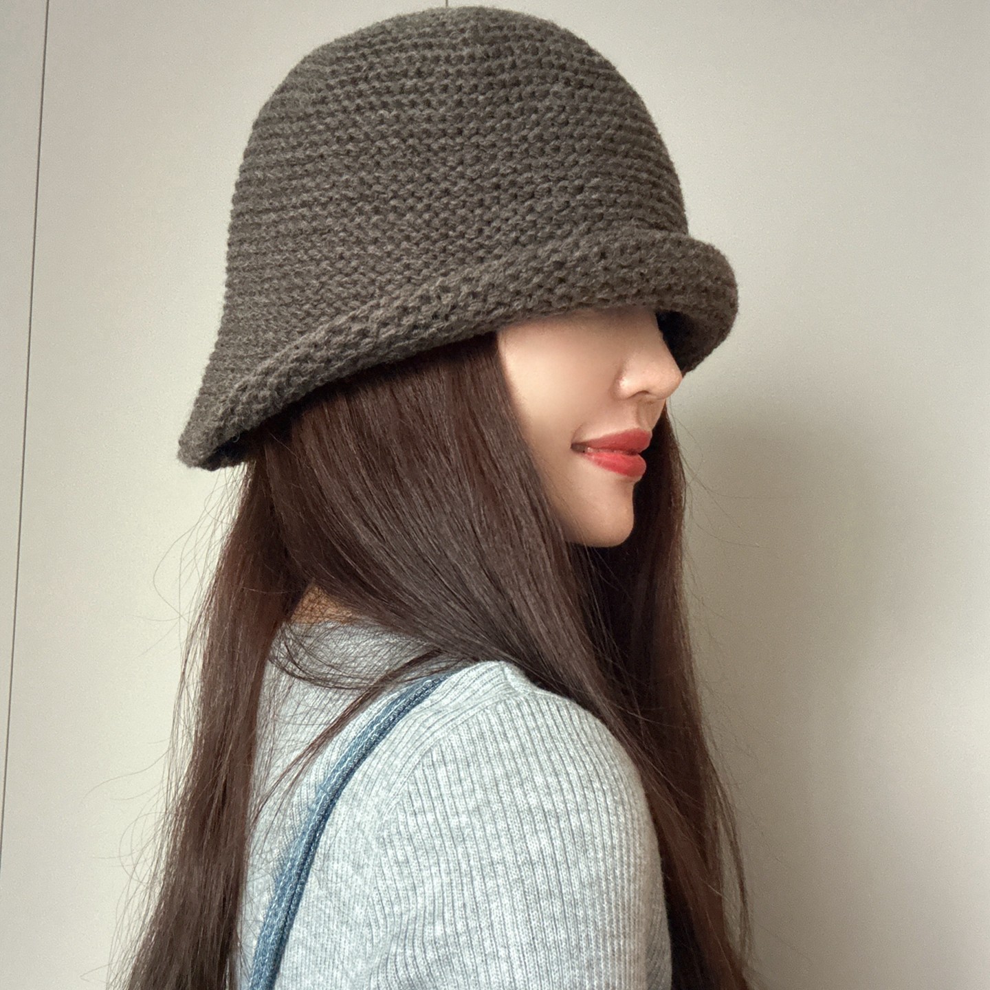 出口韩国羊毛针织卷边水桶帽子女