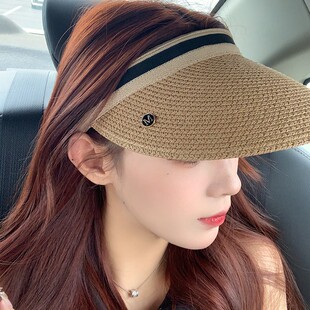 草帽女夏季2025新款草编空顶遮阳帽海边防紫外线太阳帽防晒帽子