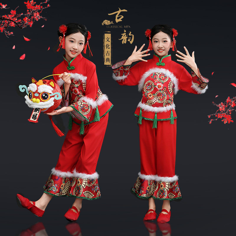 儿童喜庆演出服元旦中国风开门红儿童演出服
