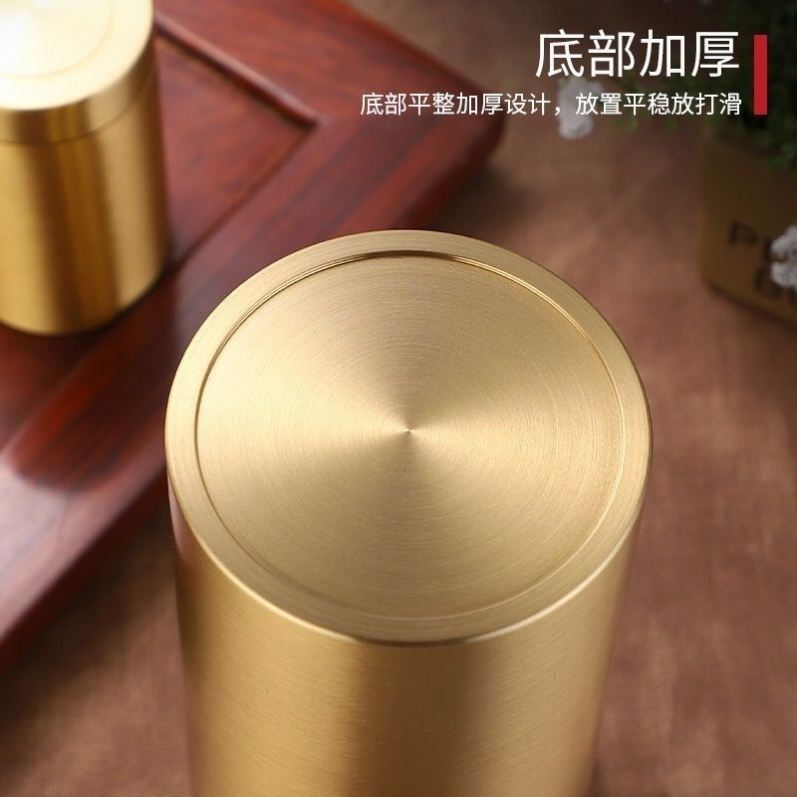 纯铜茶叶罐全铜密封罐黄铜茶具高档迷你便携茶叶盒家用办公储茶罐