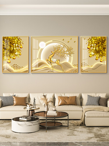 葫芦轻奢客厅装饰画沙发背景墙挂画壁画简约现代高级感大气墙画