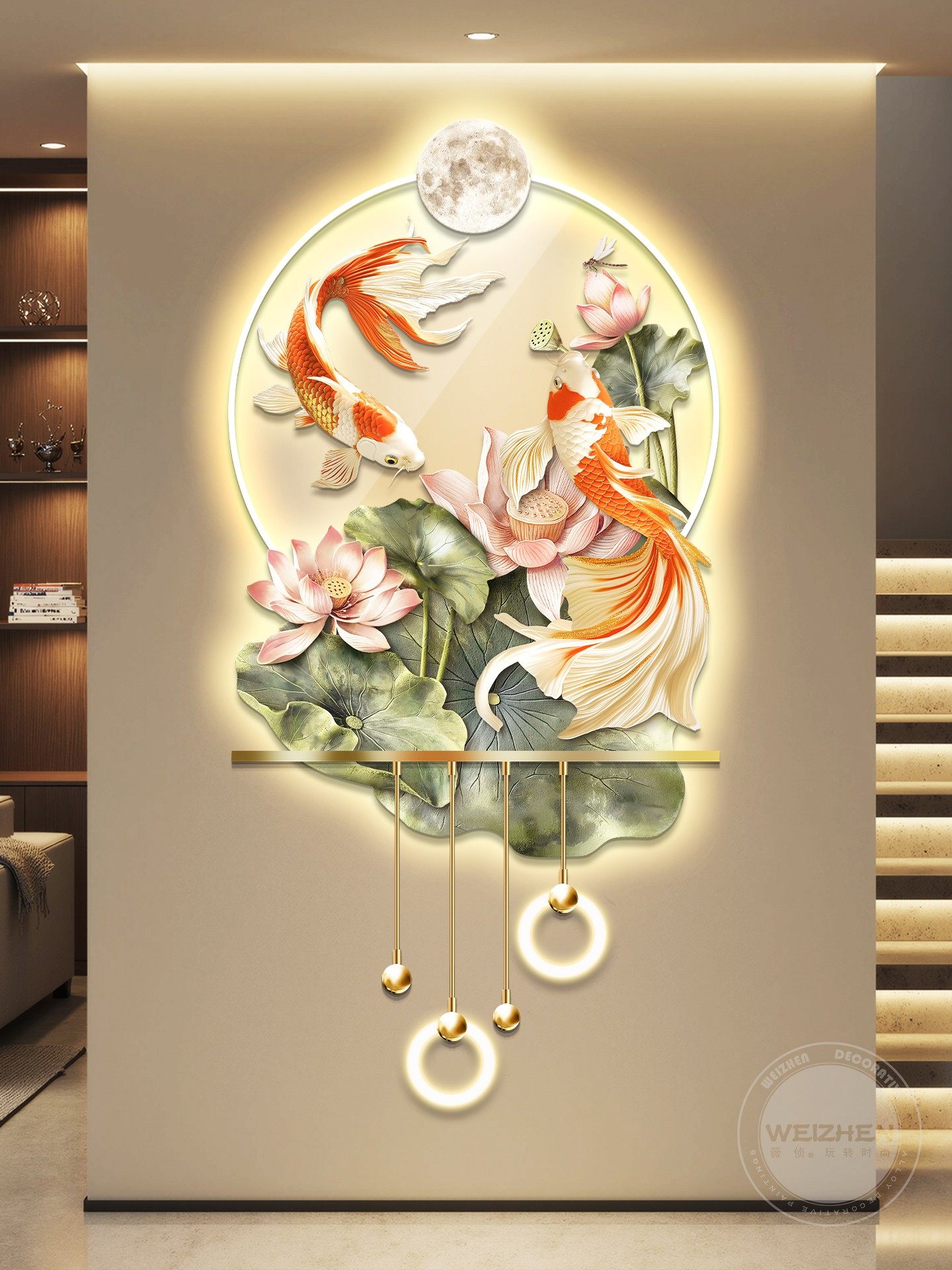 轻奢led带灯入户楼梯玄关装饰画走廊过道挂画壁画简约现代高级感