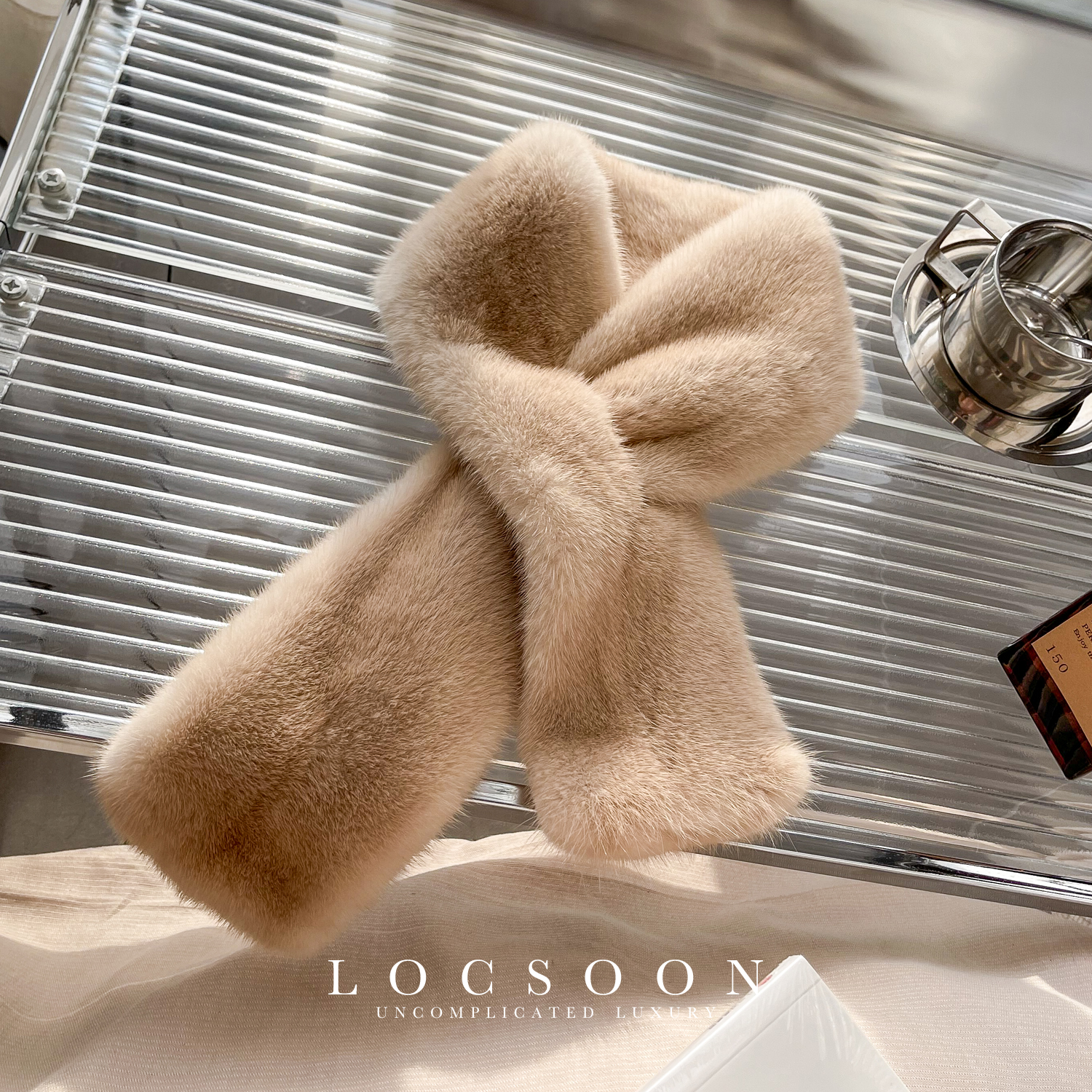 黎宿CHIC保暖皮草围巾冬女天鹅绒水貂毛围脖奢华优雅双面整貂毛领