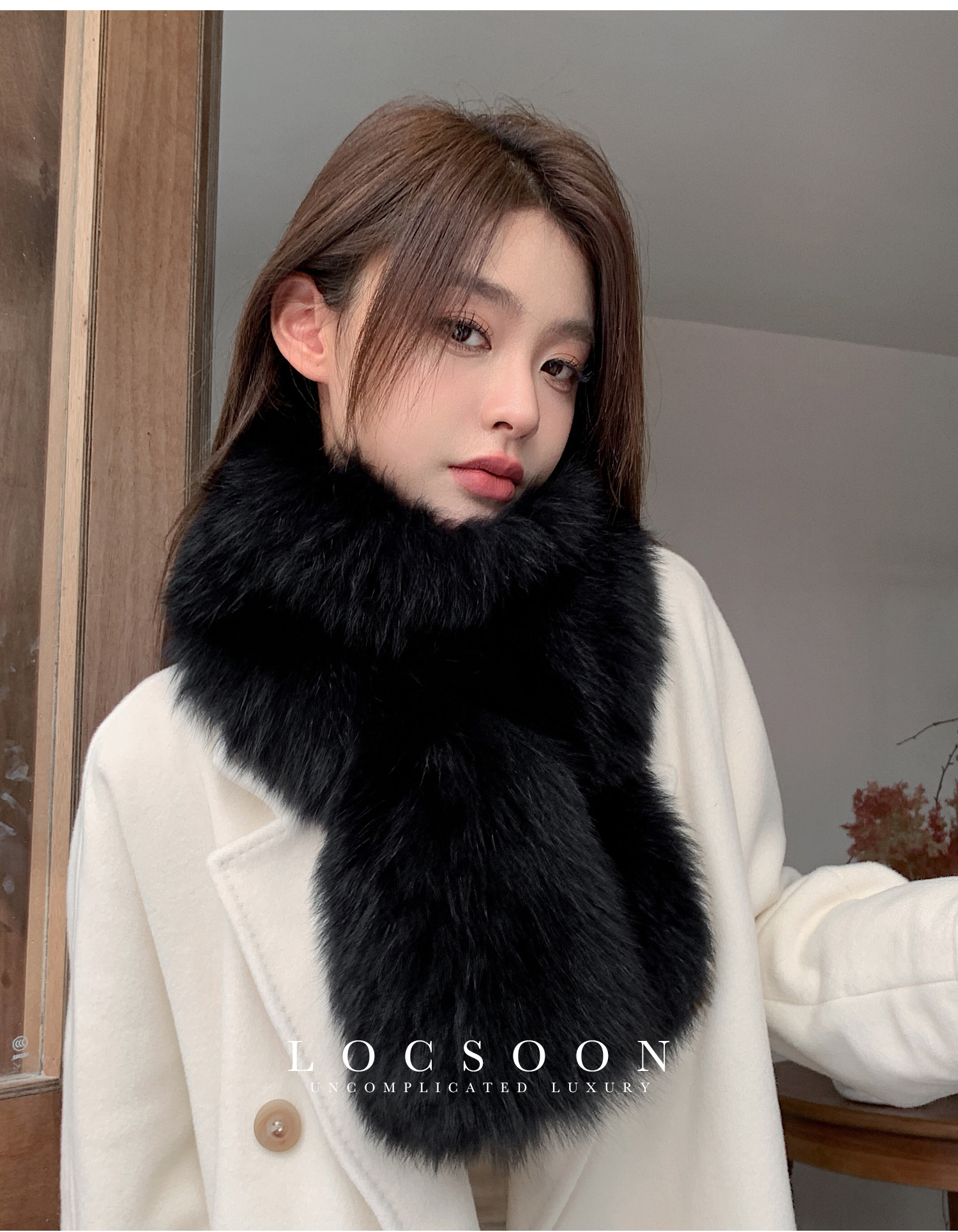 编织飘逸灵动狐狸毛长围巾