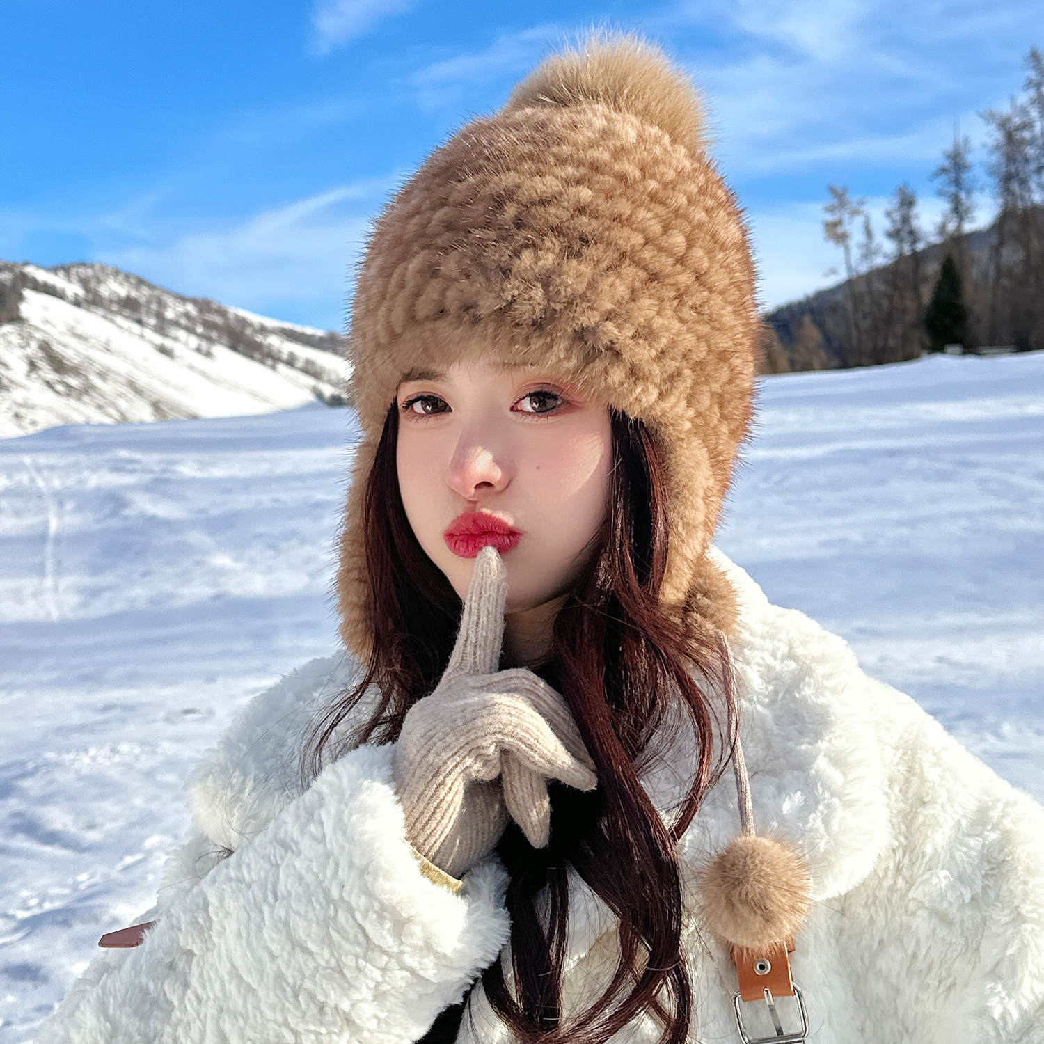 水貂护耳风雪帽冬季保暖雷锋帽