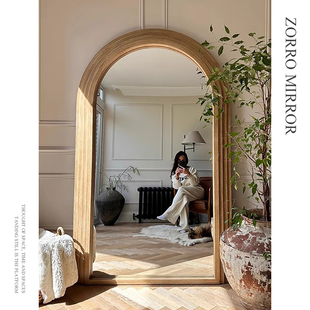 法式复古全身镜落地简约ins风卧室试衣镜客厅拱形镜子网红穿衣镜