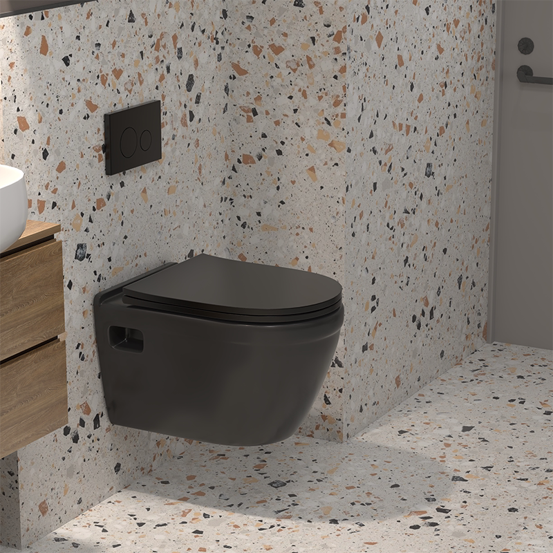 定制悬空壁挂马桶壁挂式坐便器哑光黑色挂墙式坐厕支架水箱座便器