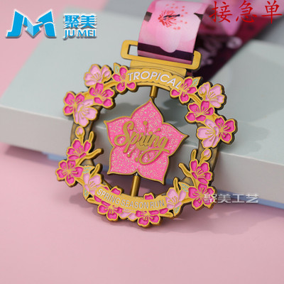 金属可旋转马拉松奖牌定制体育赛事樱花限定纪念奖章定做挂牌奖牌
