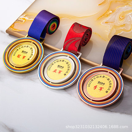 旋转金属奖牌体育运动游戏比赛冠军奖牌个性定——制keep奖牌新款