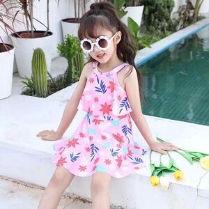 儿童泳衣女孩女童中大童2023新款连体公主游泳衣宝宝防晒洋气泳装