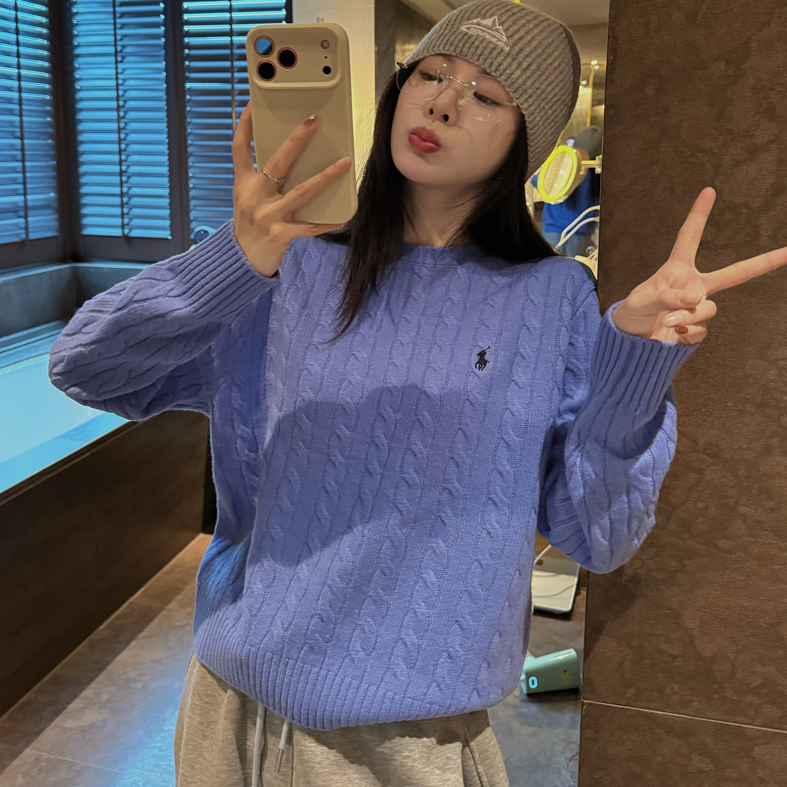 Nikoy冬季新款100绵羊毛多色立体绞花套头毛衫