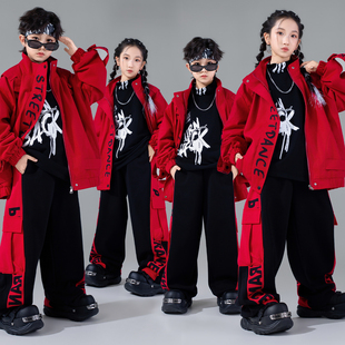 街舞儿童潮服hiphop嘻哈套装男童元旦演出服女童爵士舞表演服装