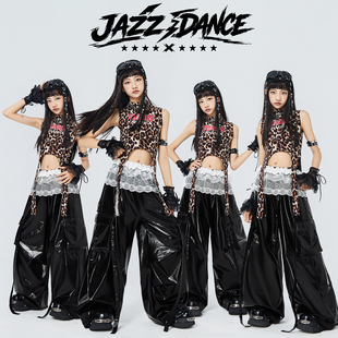 爵士舞女童服装少儿jizz嘻哈炸街豹纹女孩潮酷时髦演出服模特走秀