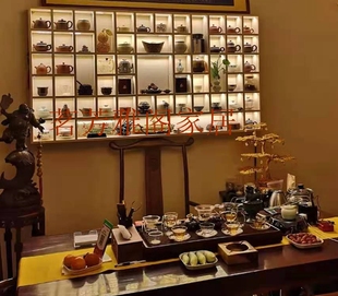 定做LED灯光实木格子架茶壶展示架博古架多宝阁格子柜墙上木格子