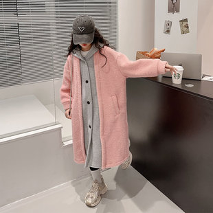 外套女童女大童款加厚2025加绒秋冬中长毛衣儿童洋派新款版冬装毛