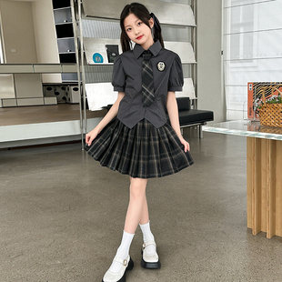jk儿童套装学院夏装新款裙制服英伦2024风夏季正版女童小学生套装