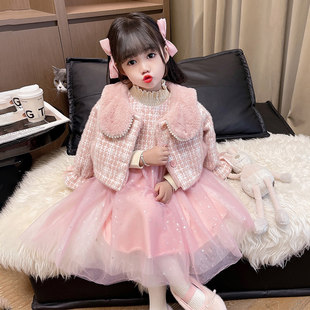 洋装冬季套装款洋派宝宝加厚儿童2025香风女童女秋冬新款小裙子