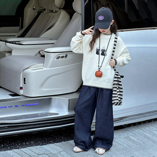 女童毛衣冬季秋冬女大童轻奢初中生毛线衣针织衫潮童法国加厚儿童