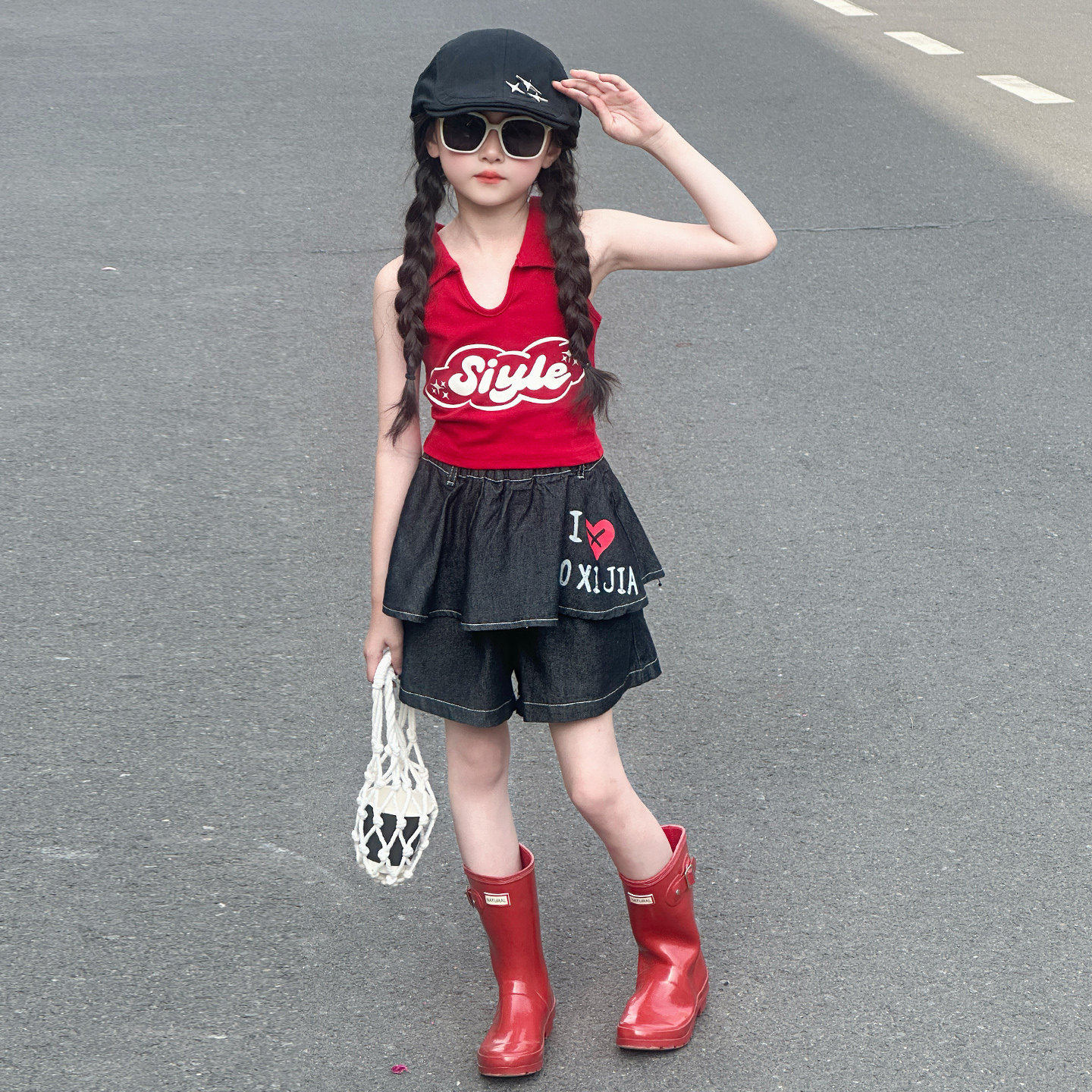 宝宝辣妹女童上衣背心装时髦穿多巴胺t洋气恤新款外穿吊带夏装搭