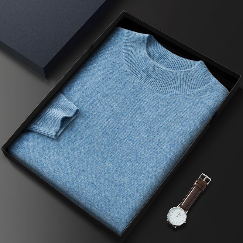 가을 겨울 신작 캐시미어 스웨터 남성용 하프 터틀넥 스웨터 비즈니스 캐주얼 풀오버 대형 니트 따뜻한 바닥 셔츠