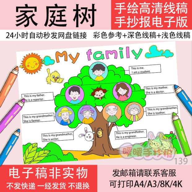 my family tree家庭树英语手抄报人物介绍电子版一个男孩139