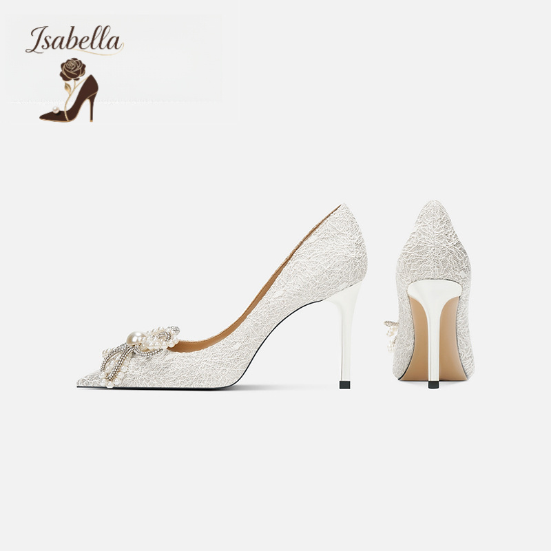 Isabella主纱婚鞋女新款白色禾秀