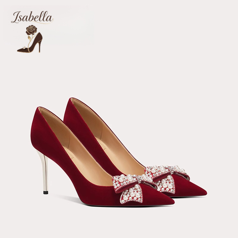 Isabella珍珠婚鞋平时可穿新娘鞋