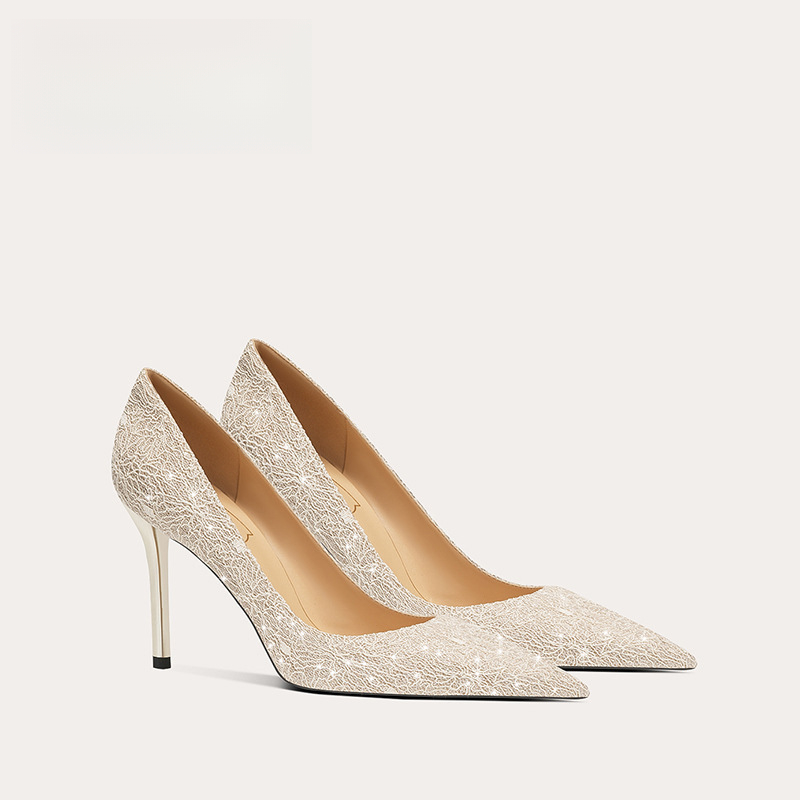 Isabella白色婚鞋女新款新娘法式