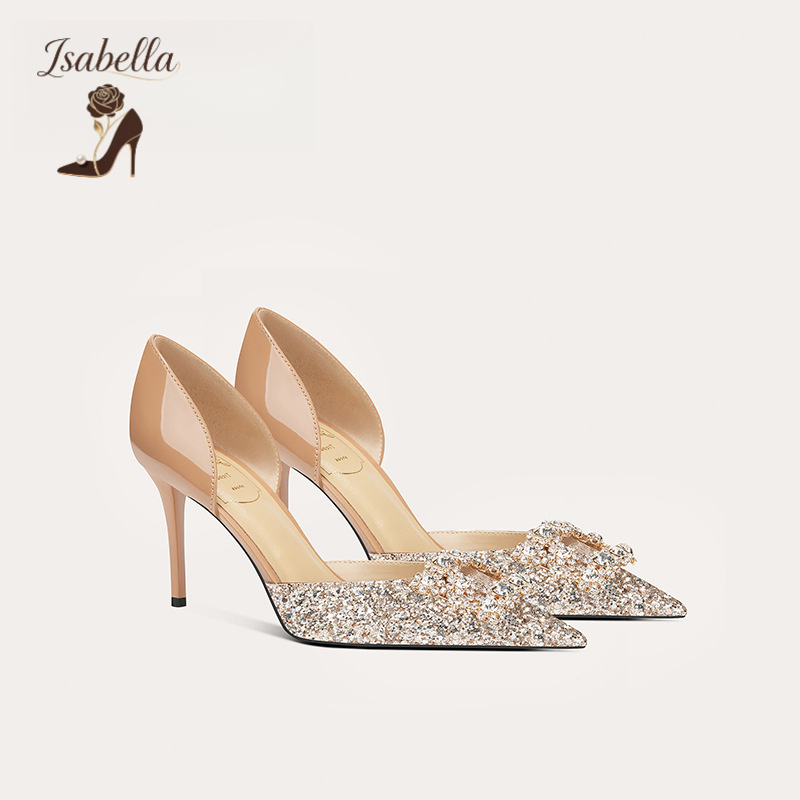 Isabella法式中空单鞋气质亮片新