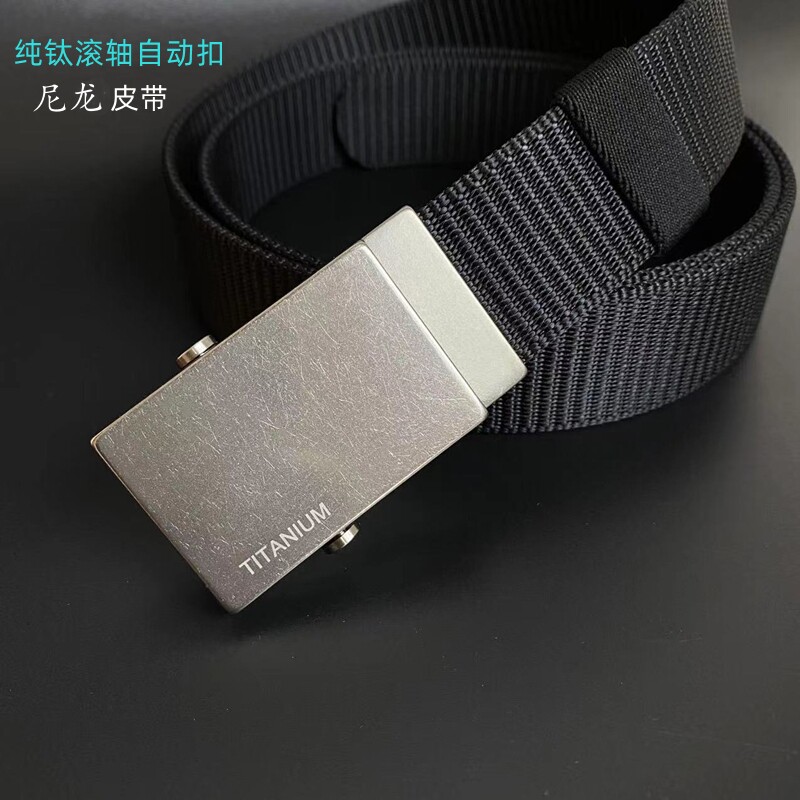 钛滚轴自动扣帆布加厚腰带