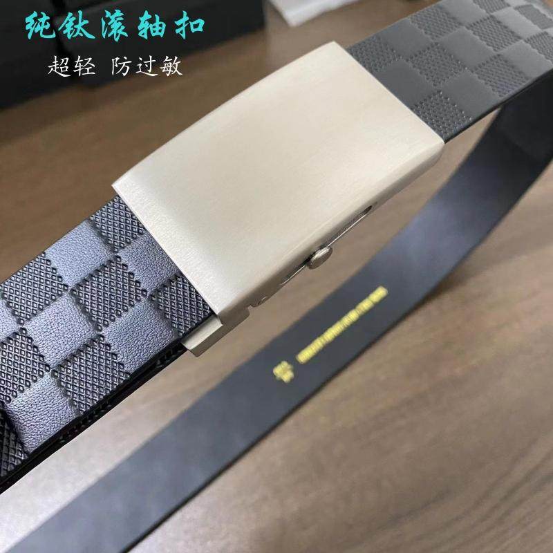 特价断码纯钛滚轴扣皮带男士无孔无牙头层牛皮滚轴无极调节腰带