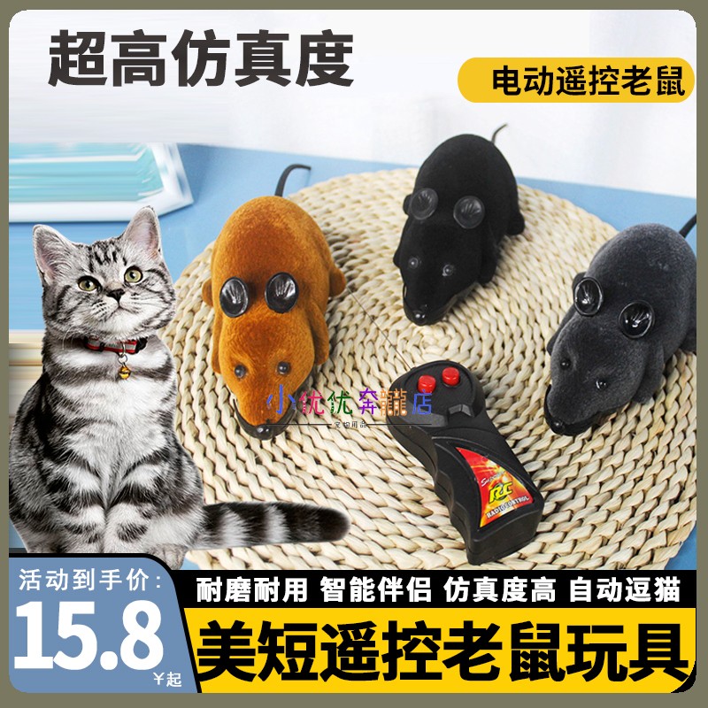 美短电动老鼠猫玩具遥控逗猫仿真小老鼠电动猫捉老鼠逗猫神器自动