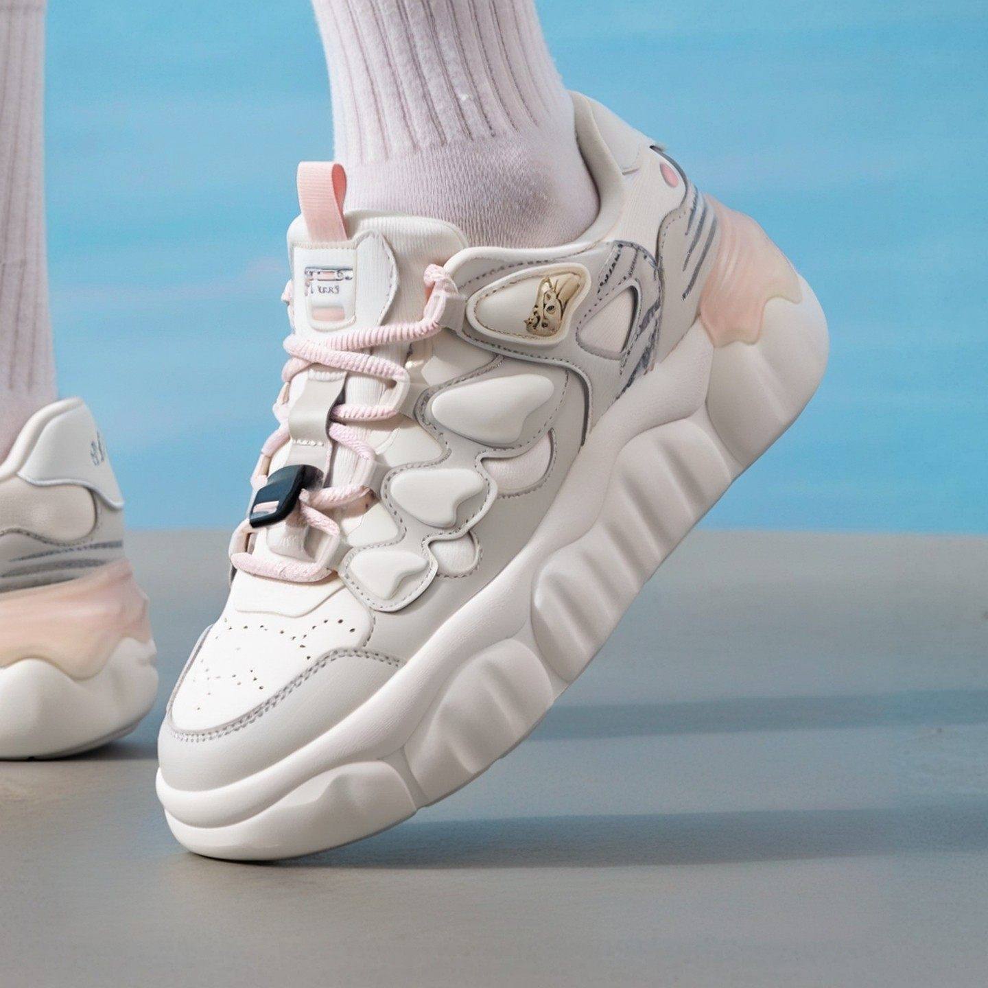 特步布丁女鞋2026春季新款板鞋厚底增高增高学生正品休闲运动鞋子,运动鞋new,跑步鞋,淘宝优惠券,粉丝福利购,淘宝优惠卷