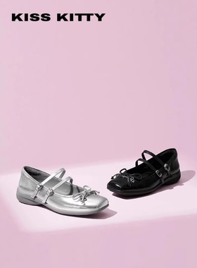 KISSKITTY[牛皮蝴蝶结]春秋玛丽珍鞋单鞋芭蕾舞鞋女SA65122-81