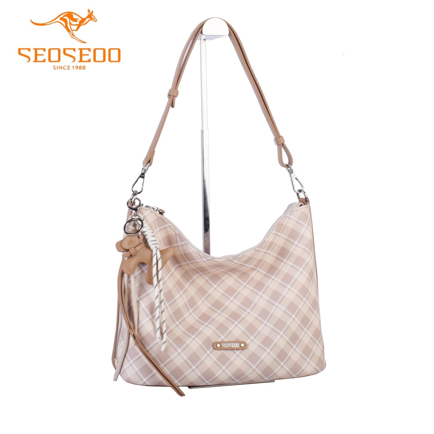 SEOSEOO九州袋鼠女包2026新款商场同款小众格子流浪包单肩包78718,箱包皮具/热销女包/男包,通用款女包,淘宝优惠券,粉丝福利购,淘宝优惠卷
