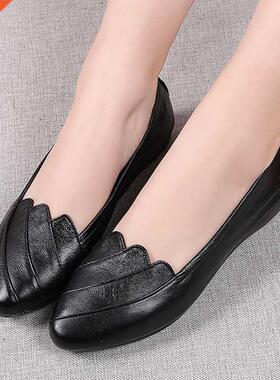 Large Size 35-43 Ladies Genuine Leather Flats Women Spring S